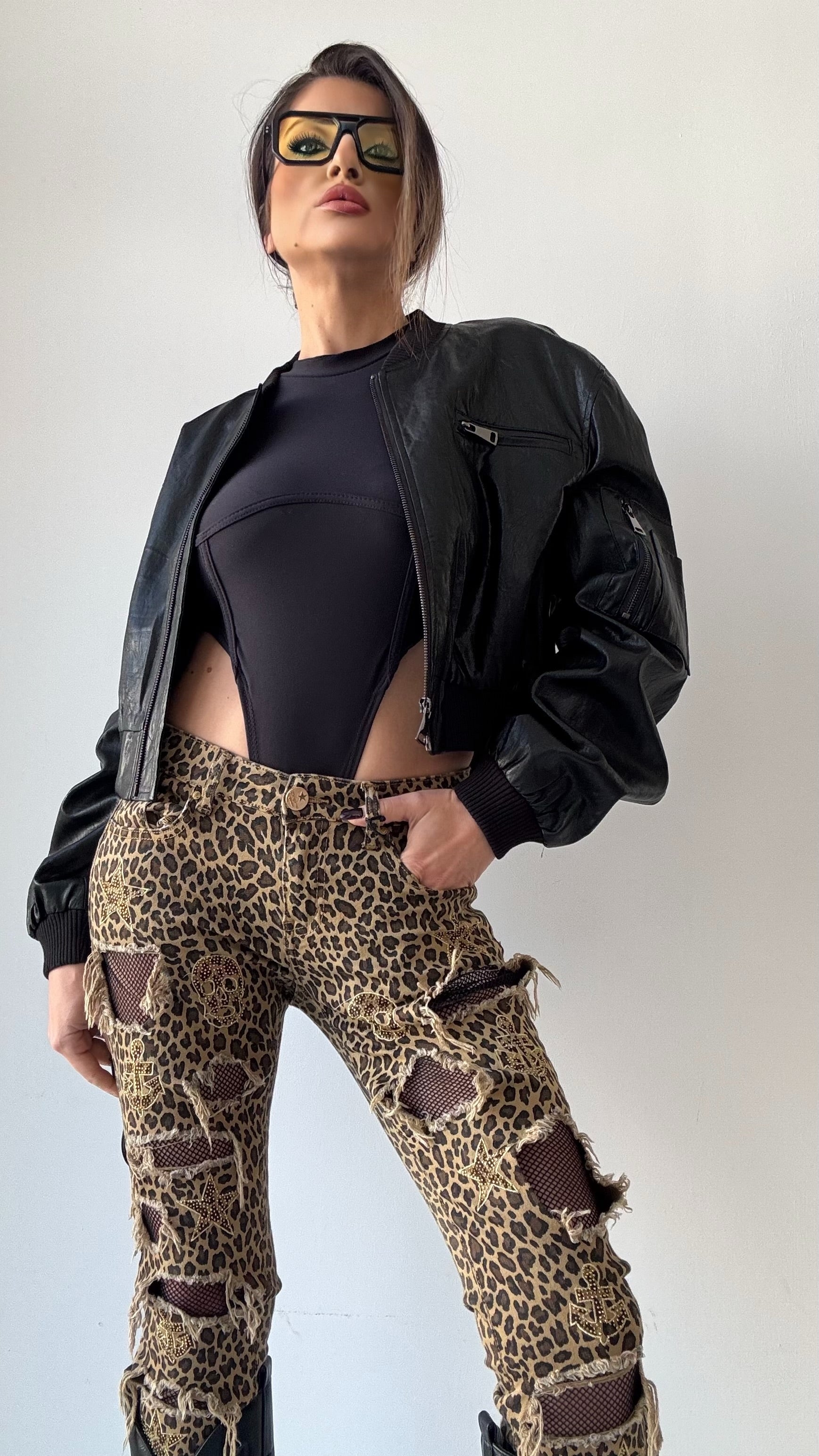 JEANS LEOPARDATO XS