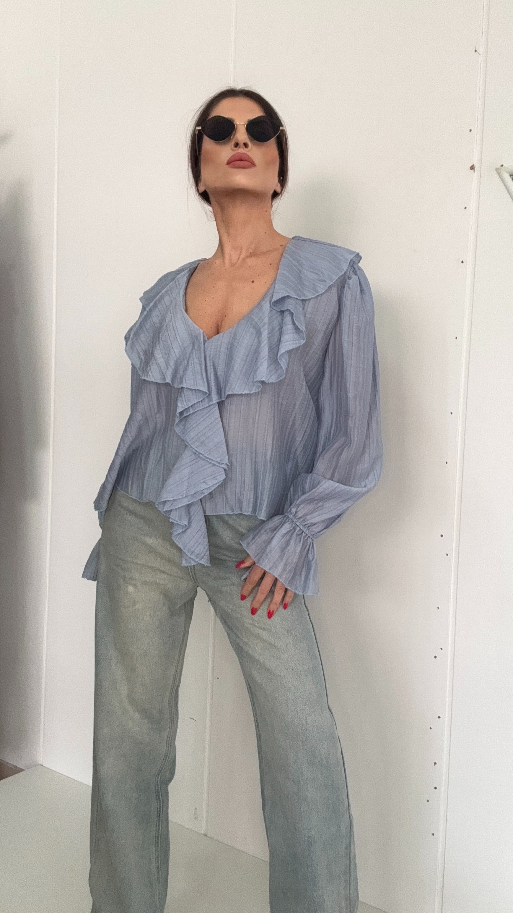 BLUSA CELESTE POLVERE 131