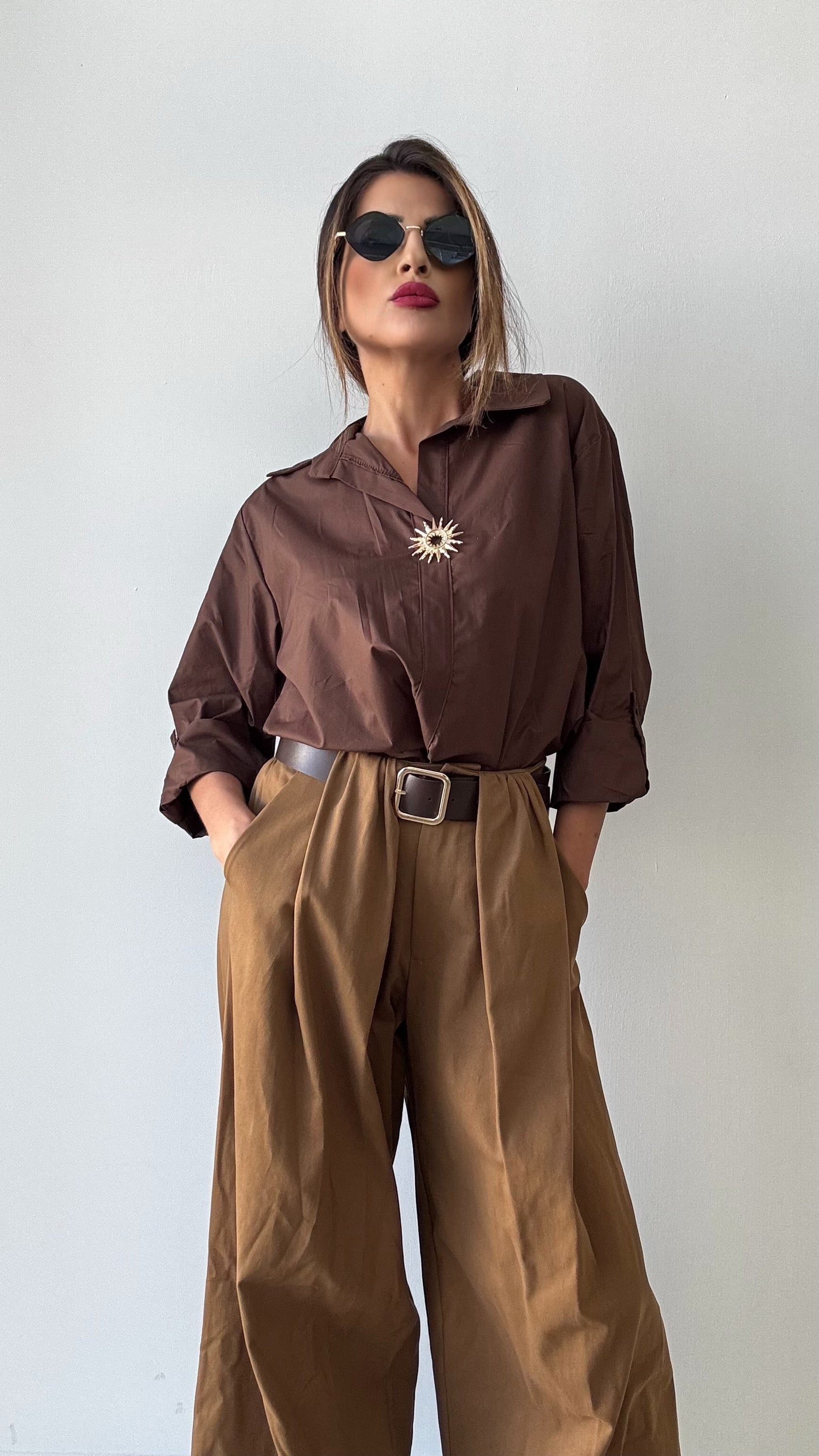 CAMICIA SOLE MARRONE