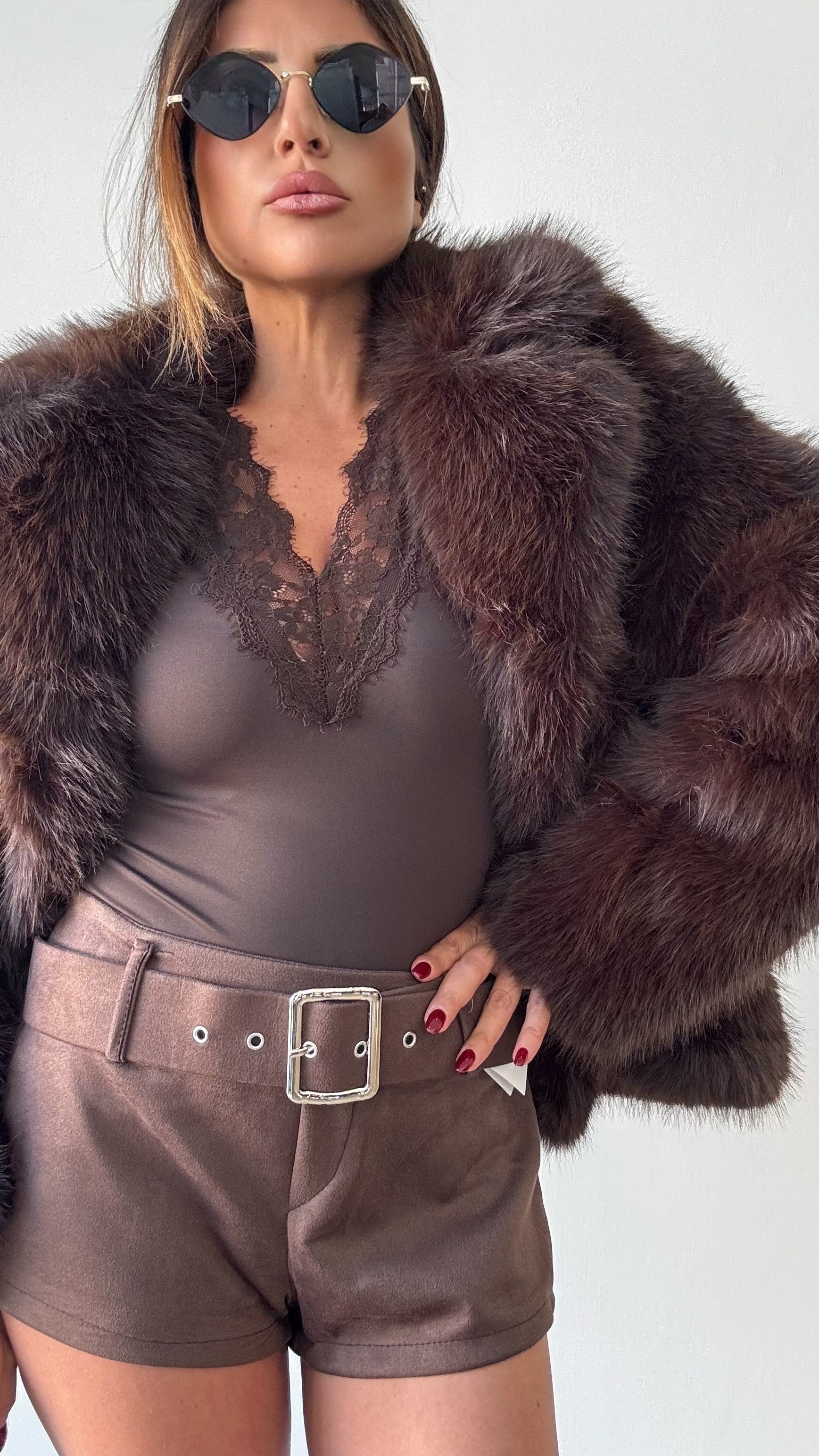 ECOPELLICCIA TOP MARRONE
