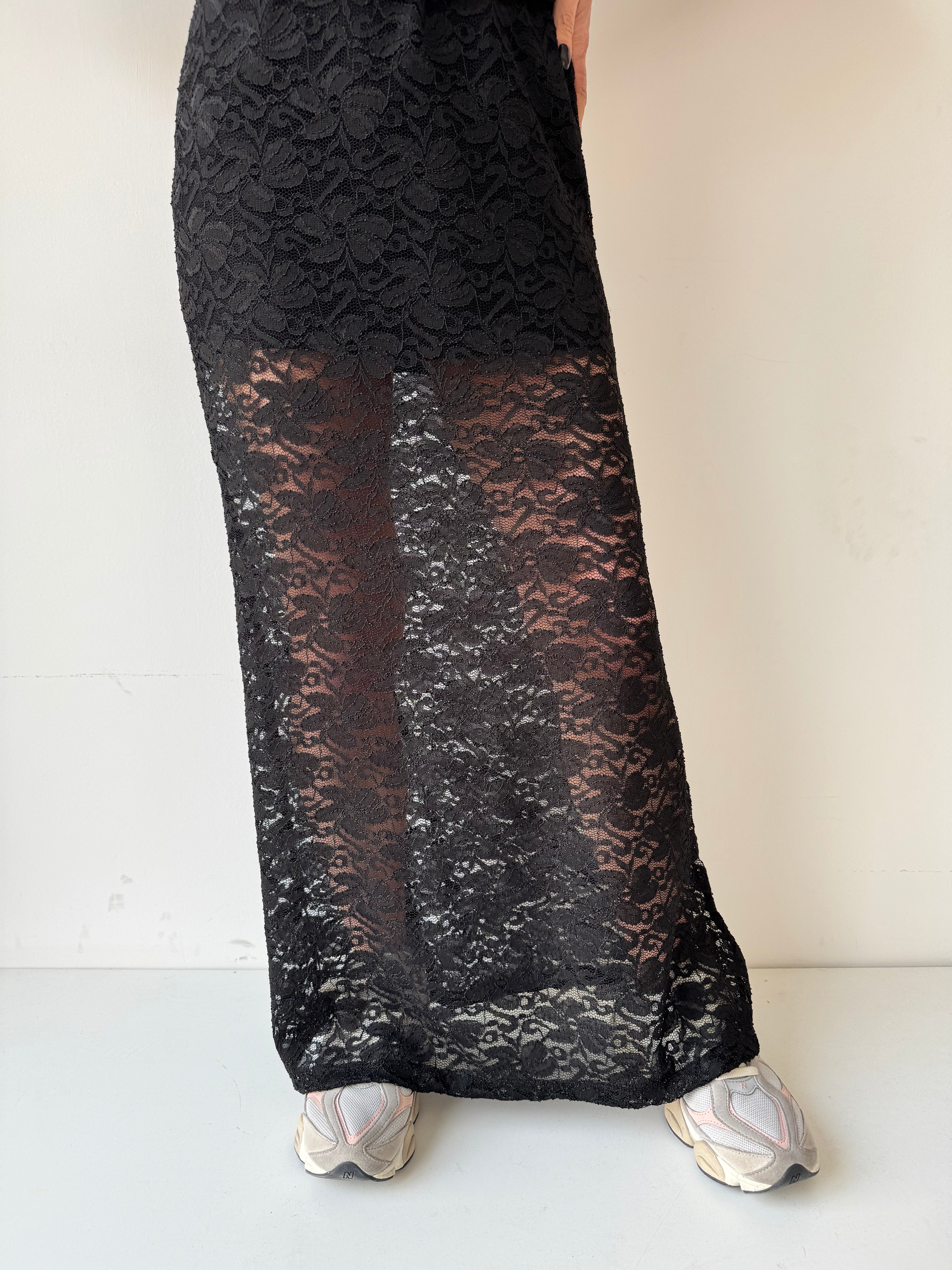 GONNA IN PIZZO SISSY NERO