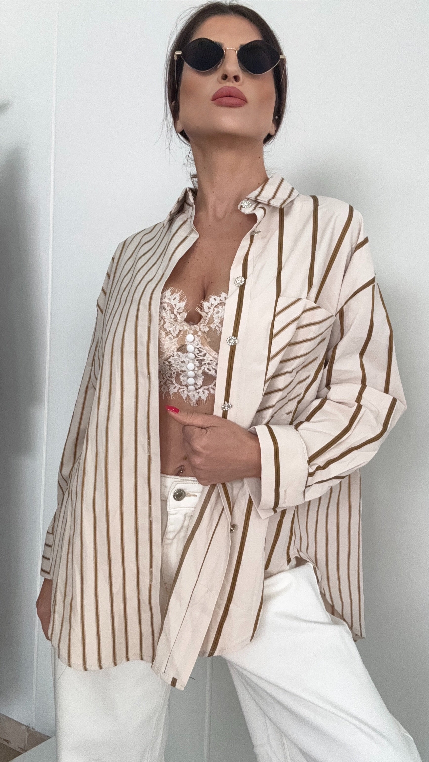 CAMICIA A RIGHE BEIGE YANG