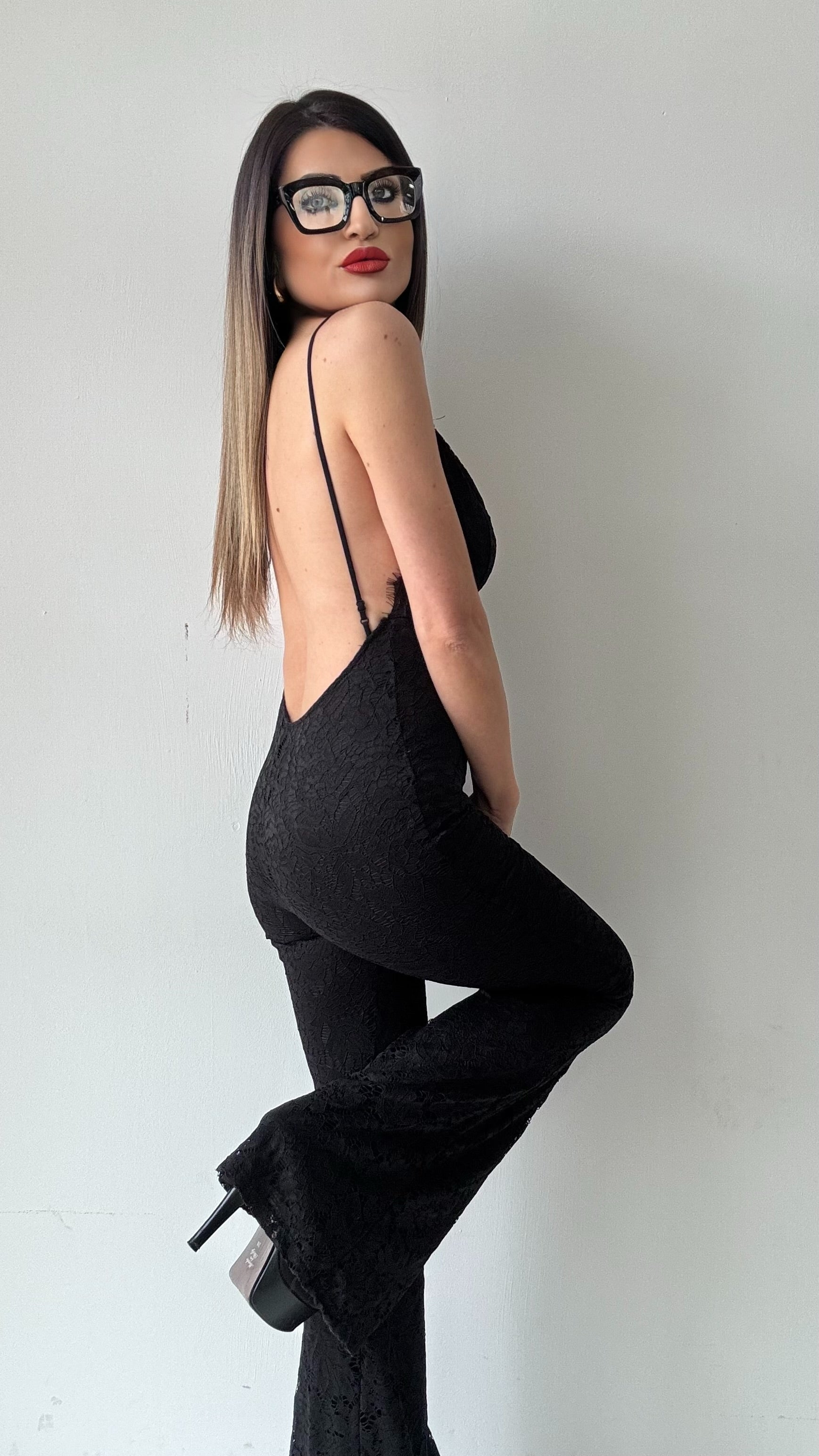 TUTA IN PIZZO LUCY  NERO