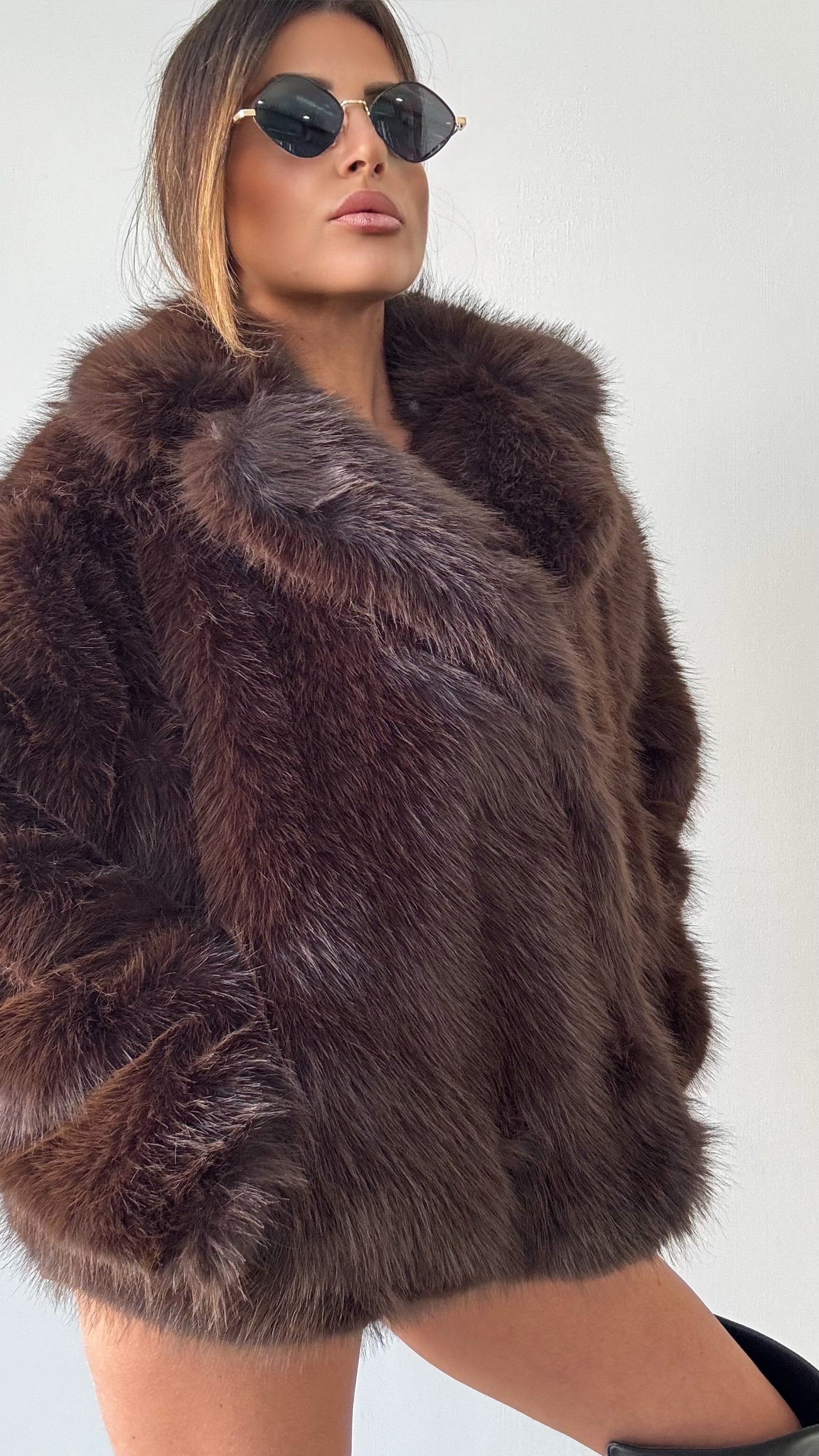 ECOPELLICCIA TOP MARRONE
