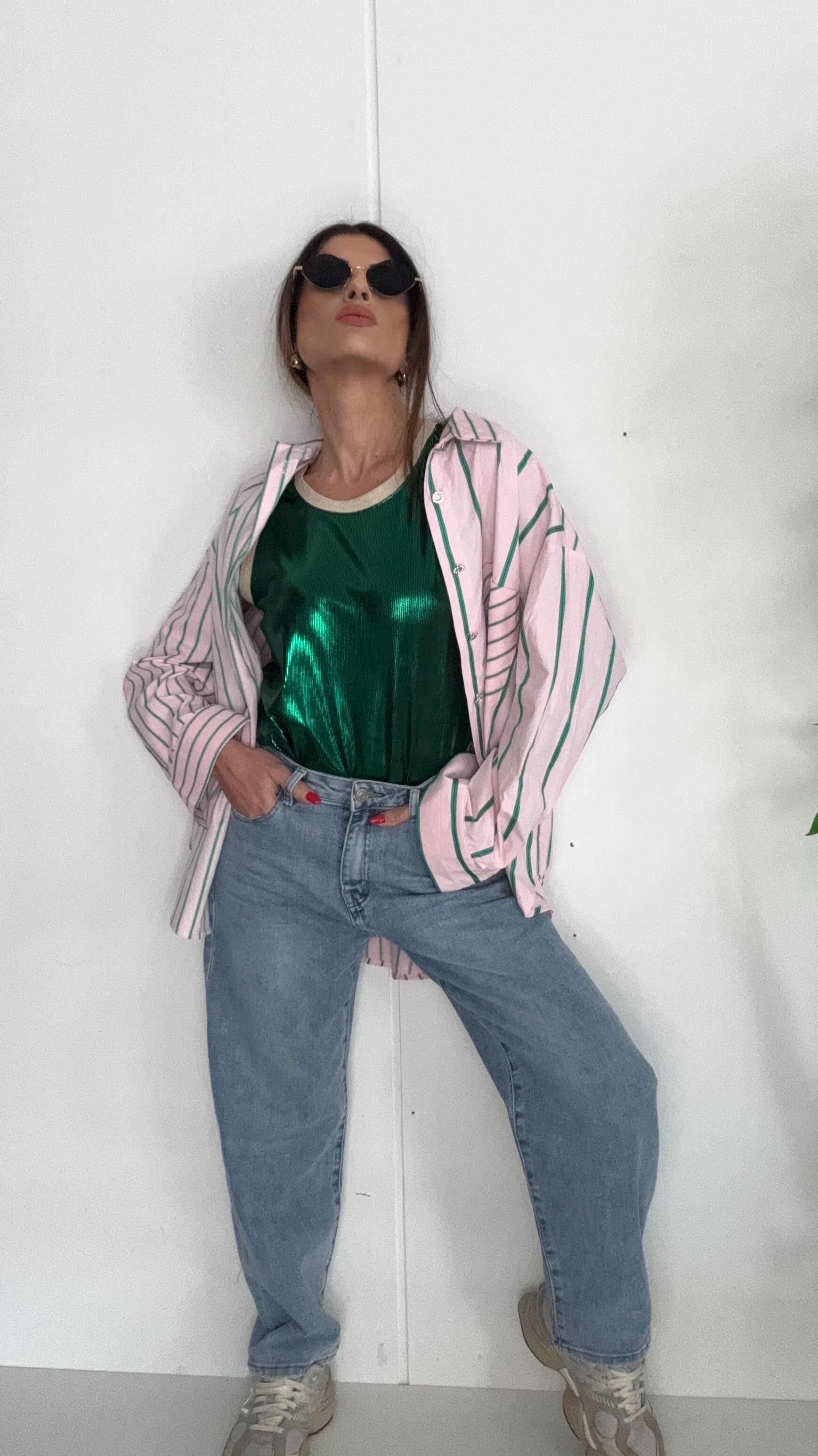 CAMICIA A RIGHE ROSA YANG