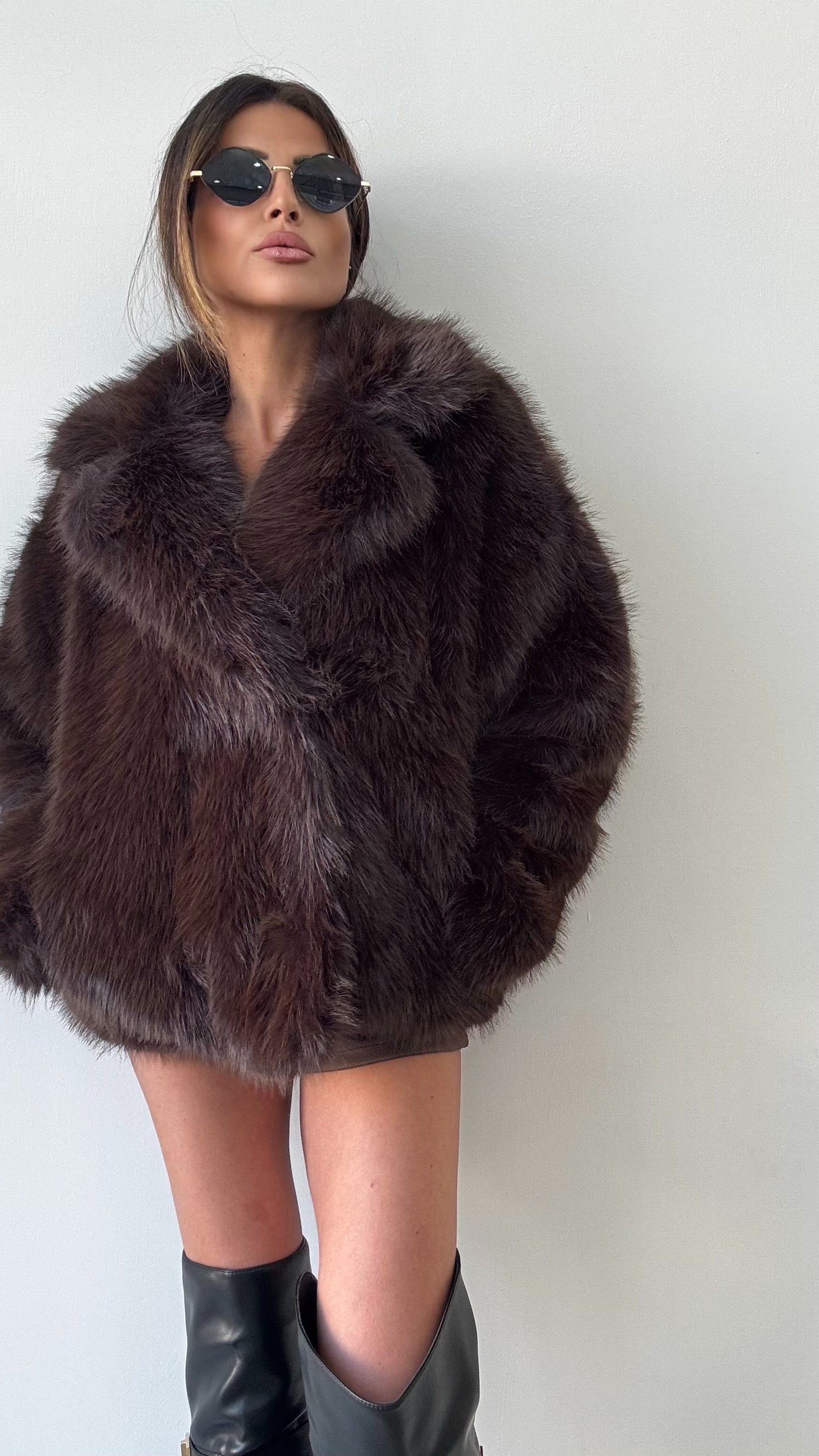ECOPELLICCIA TOP MARRONE