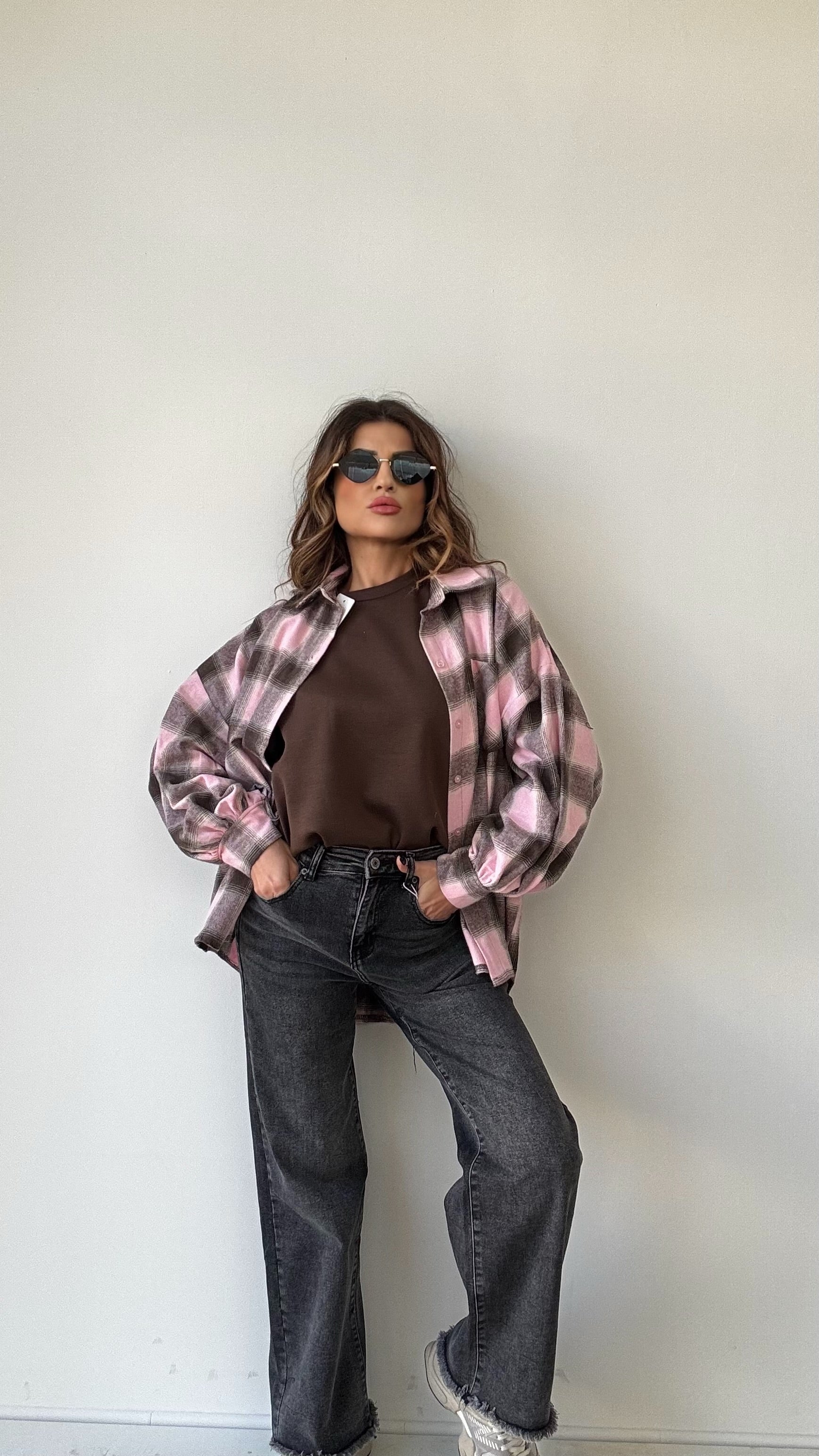 CAMICIA SISSY A QUADRI ROSA