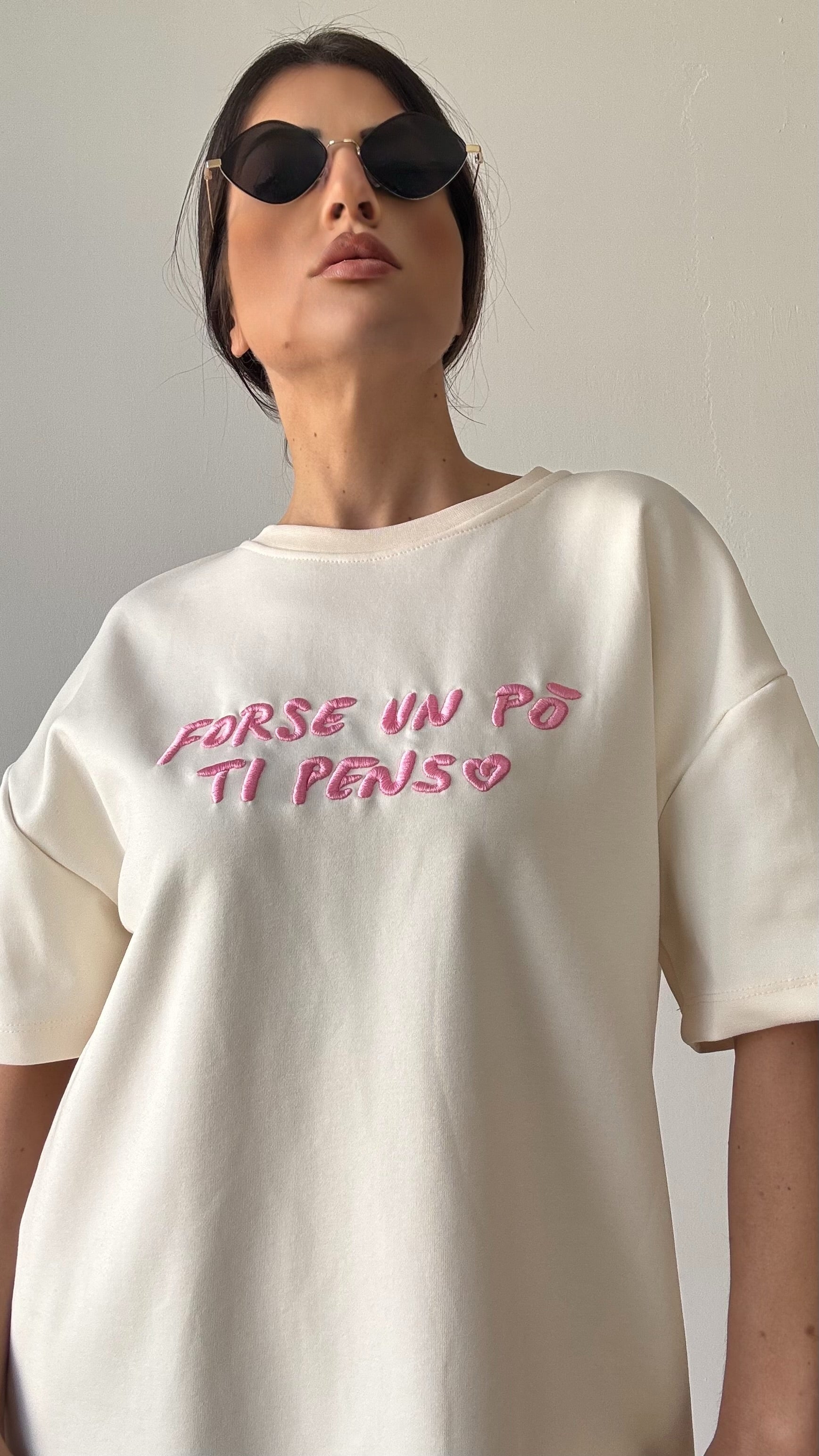 MAGLIA BIANCO FORSE UN PO TI PENSO BY LUMINA
