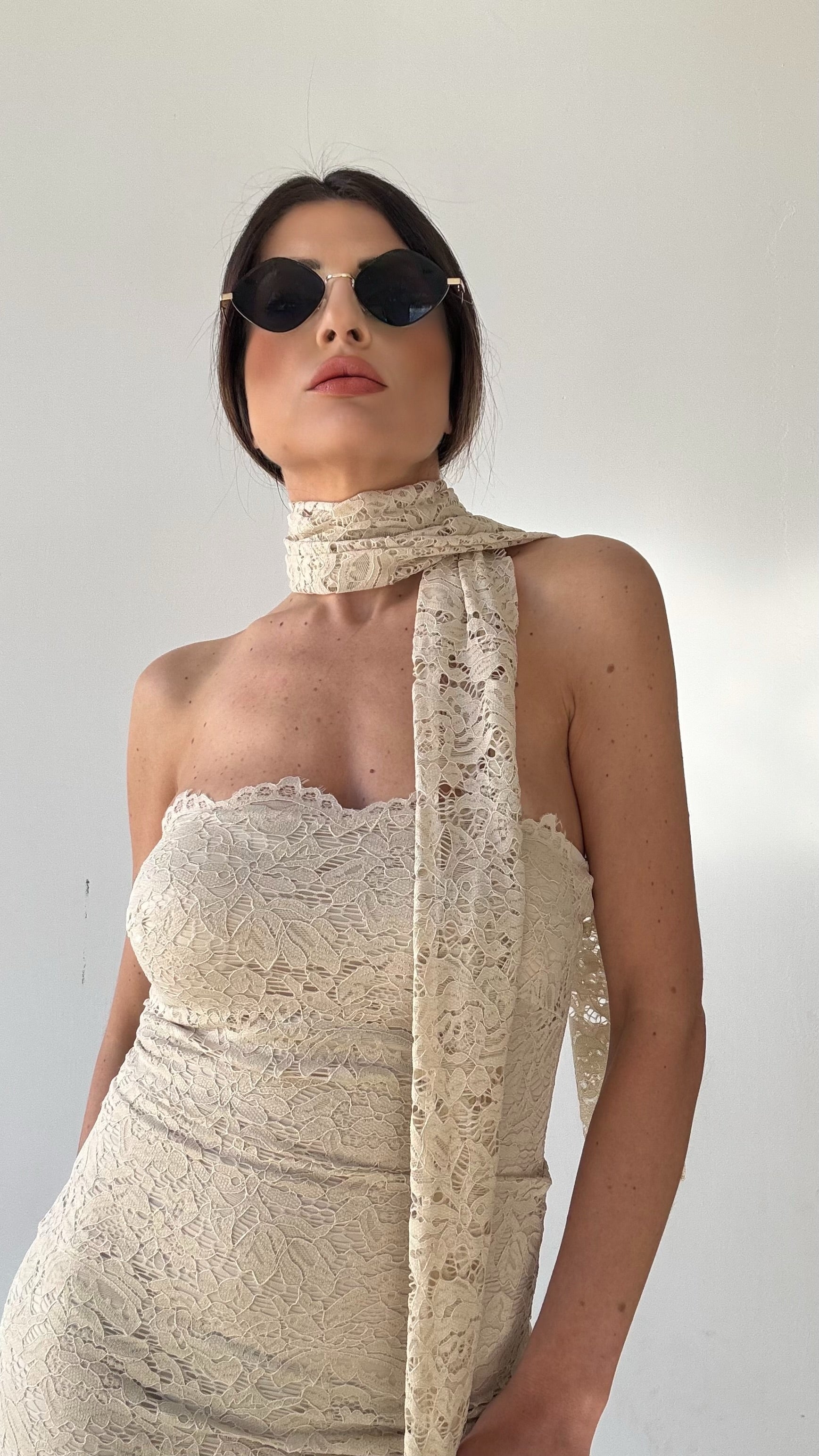 ABITO IN PIZZO GINNY BEIGE LUNGO 3954