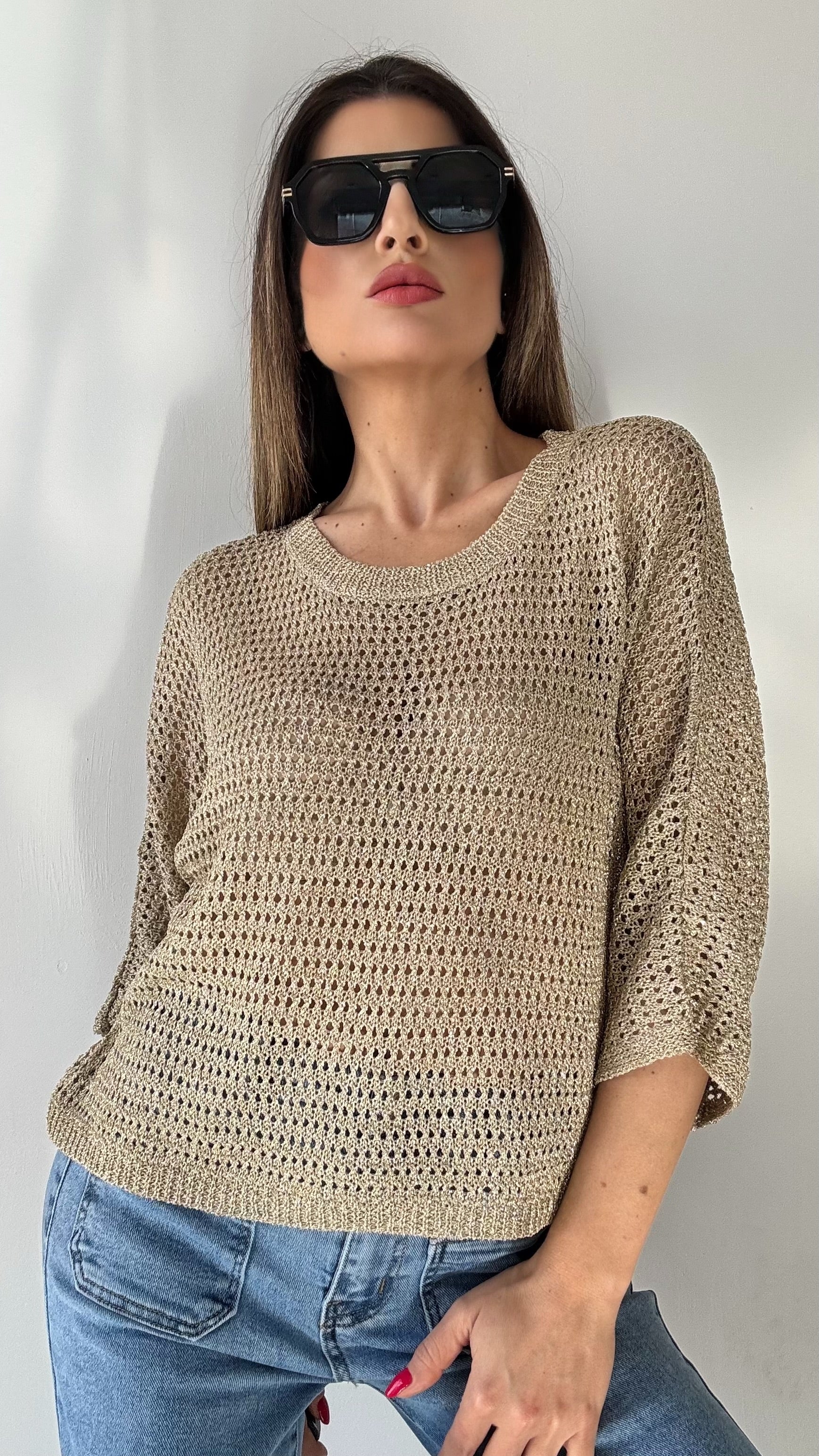 MAGLIA A RETE GRACE DORATA