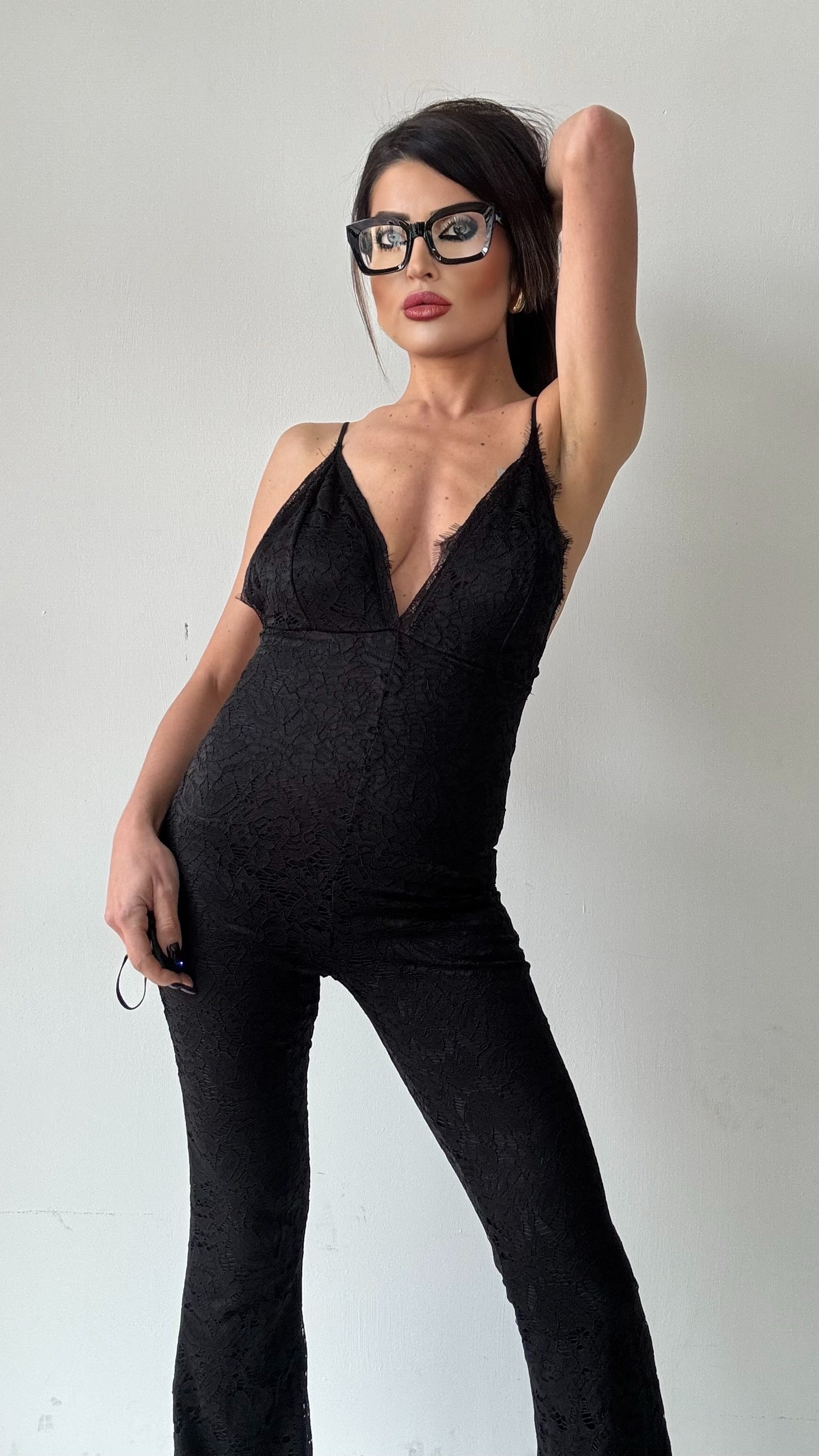 TUTA IN PIZZO LUCY  NERO
