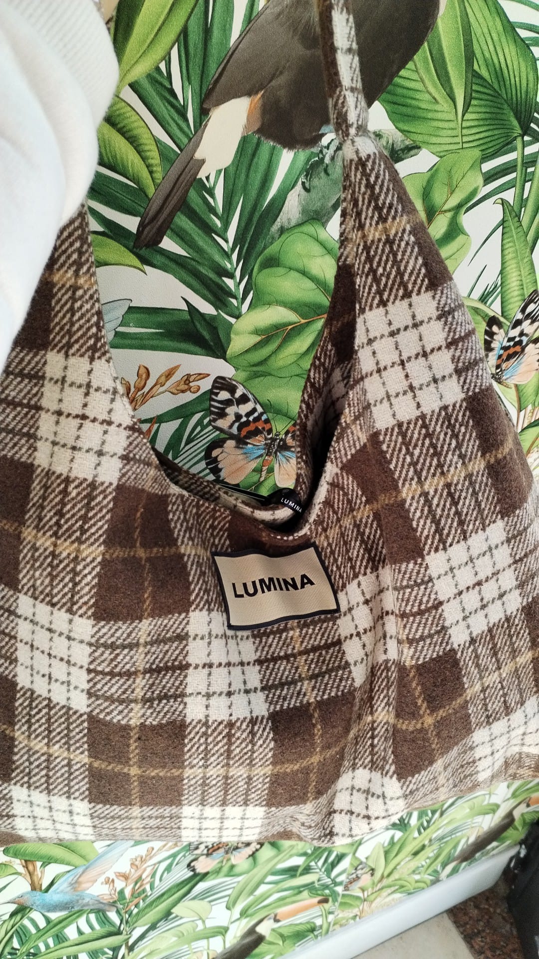 Borsa Scozzese in panno marrone LD3741 by lumina