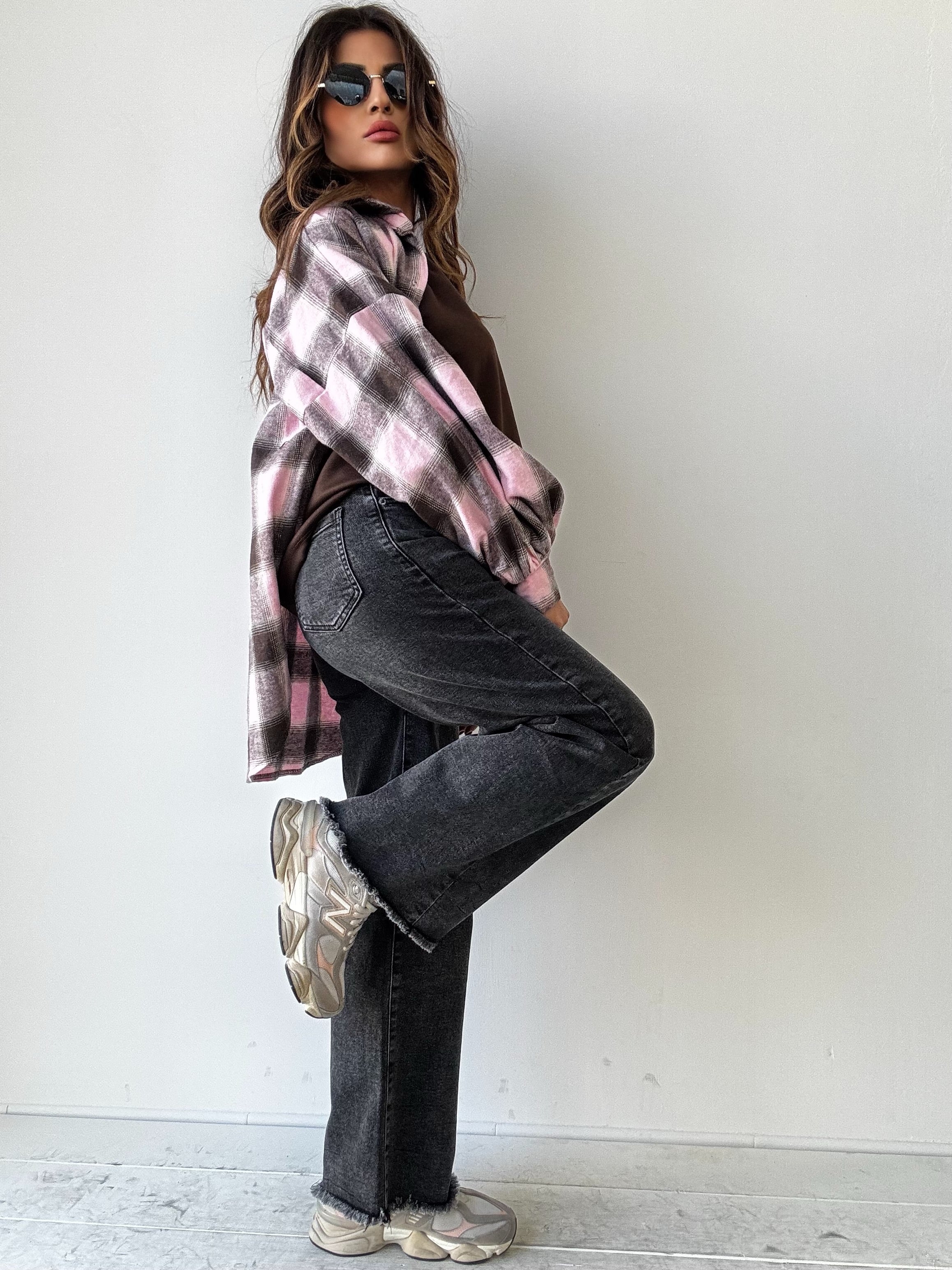 CAMICIA SISSY A QUADRI ROSA