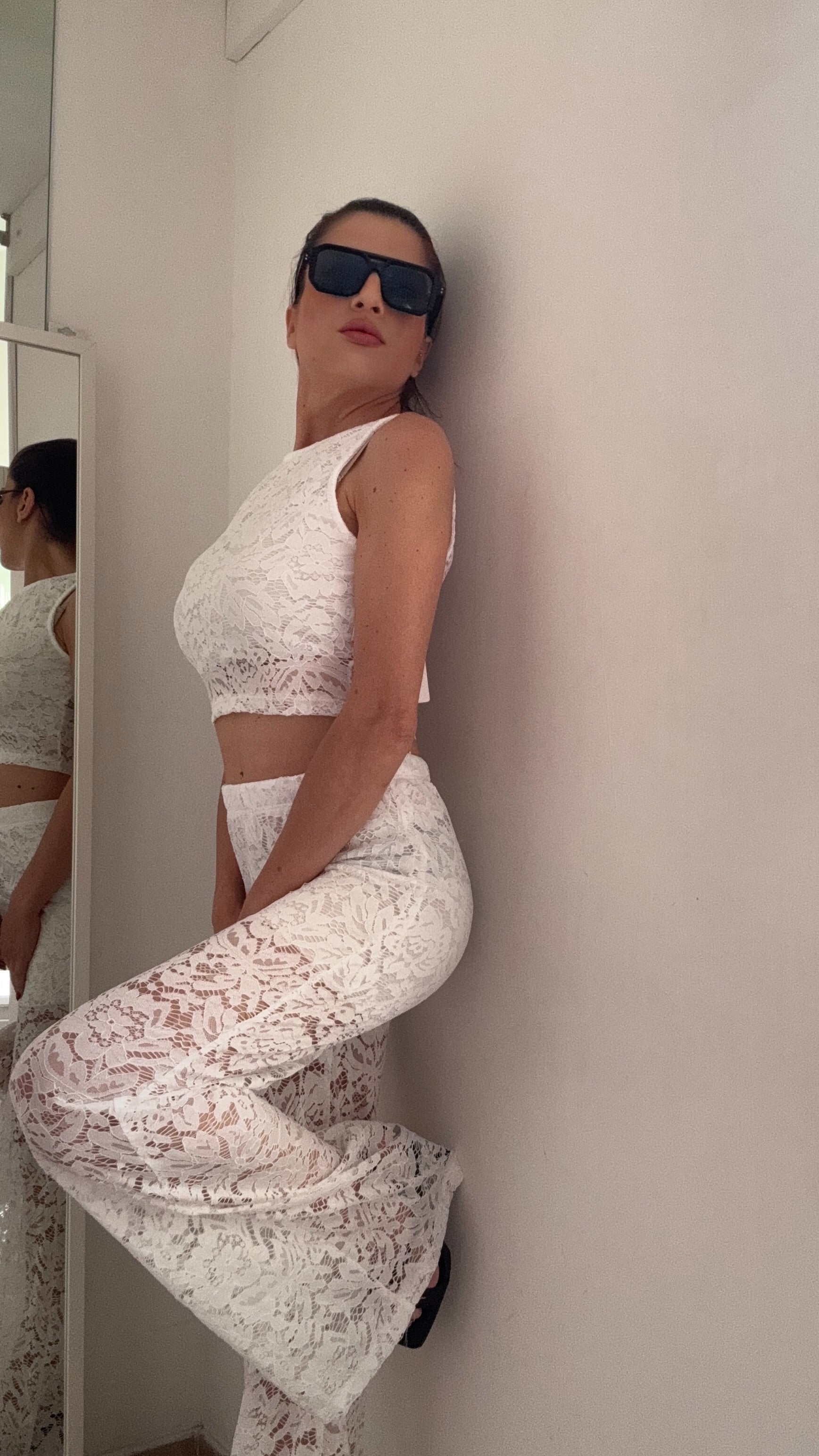 CORD SET CORDINATO IN PIZZO GIUSY BIANCO