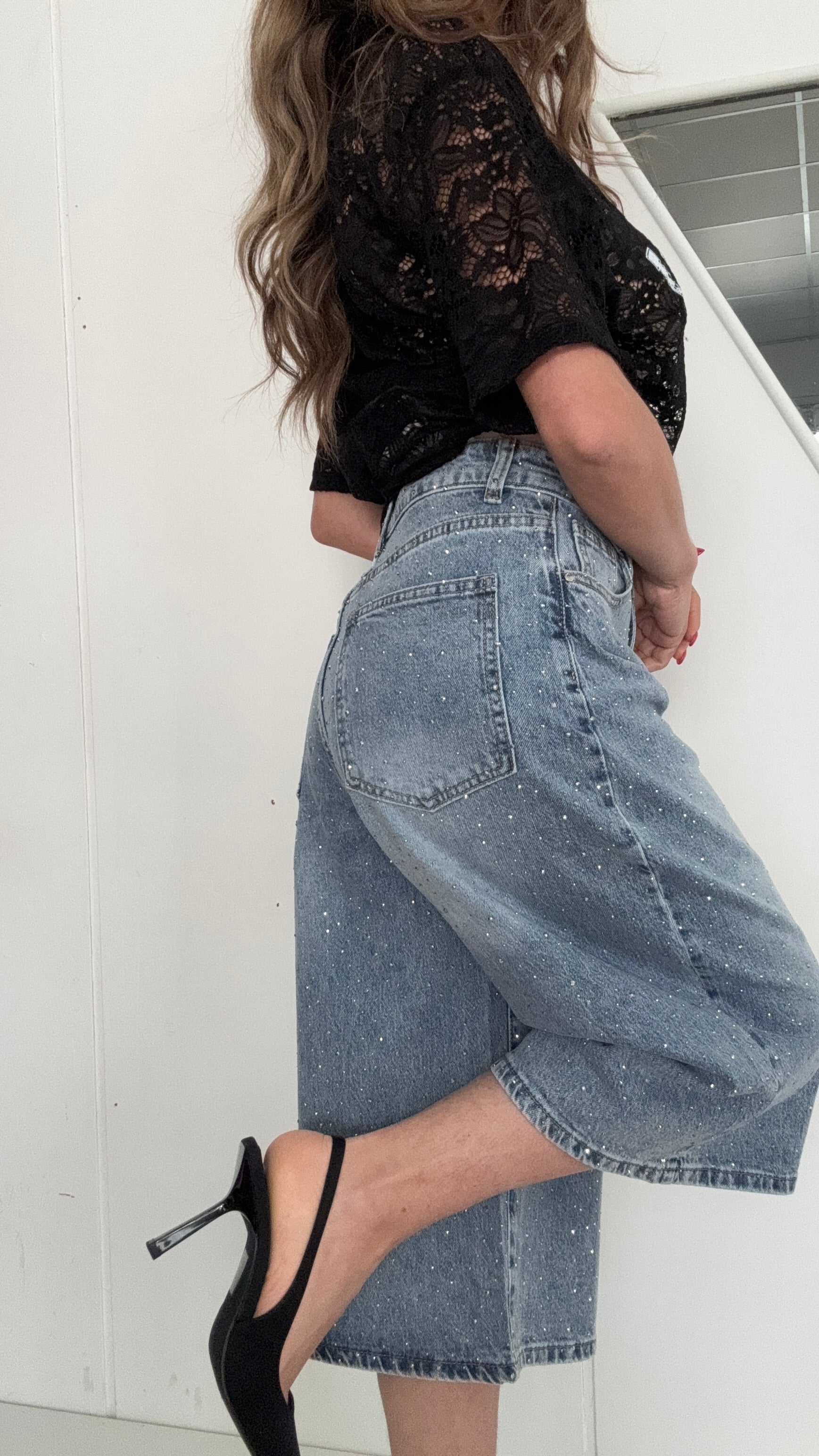 BERMUDA CHIC IN JEANS BRILLANTINATO