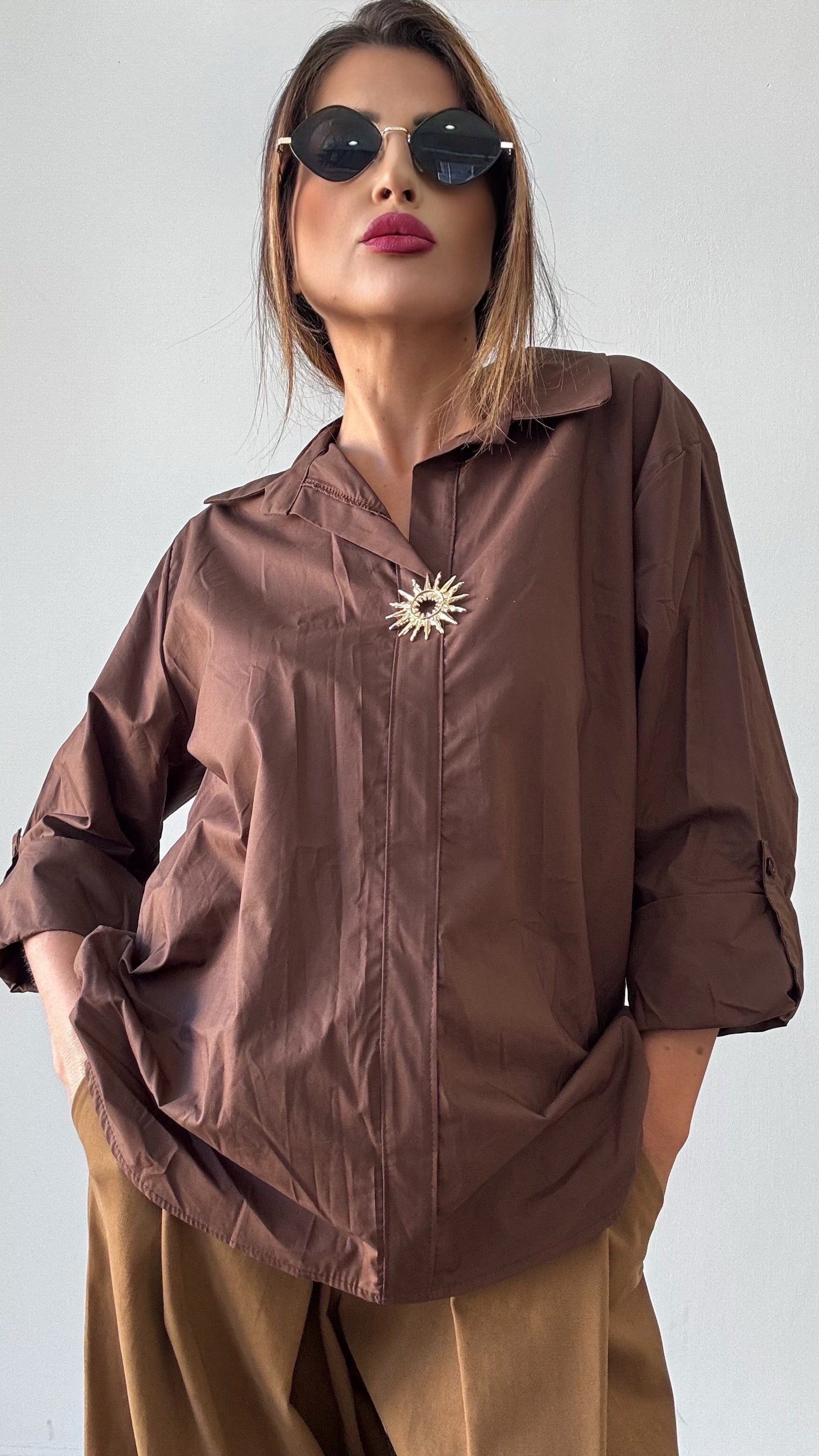 CAMICIA SOLE  MARRONE