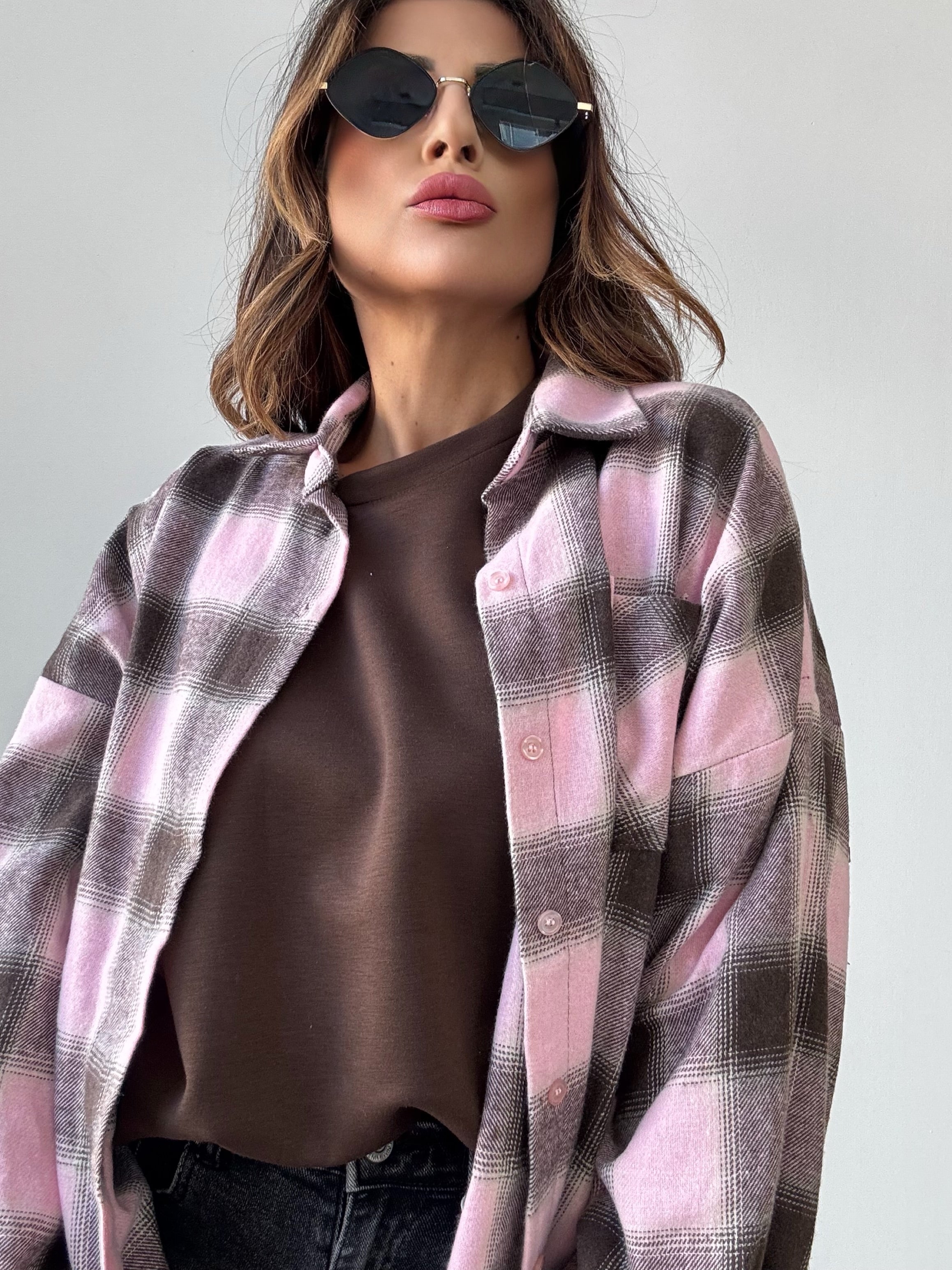 CAMICIA SISSY A QUADRI ROSA