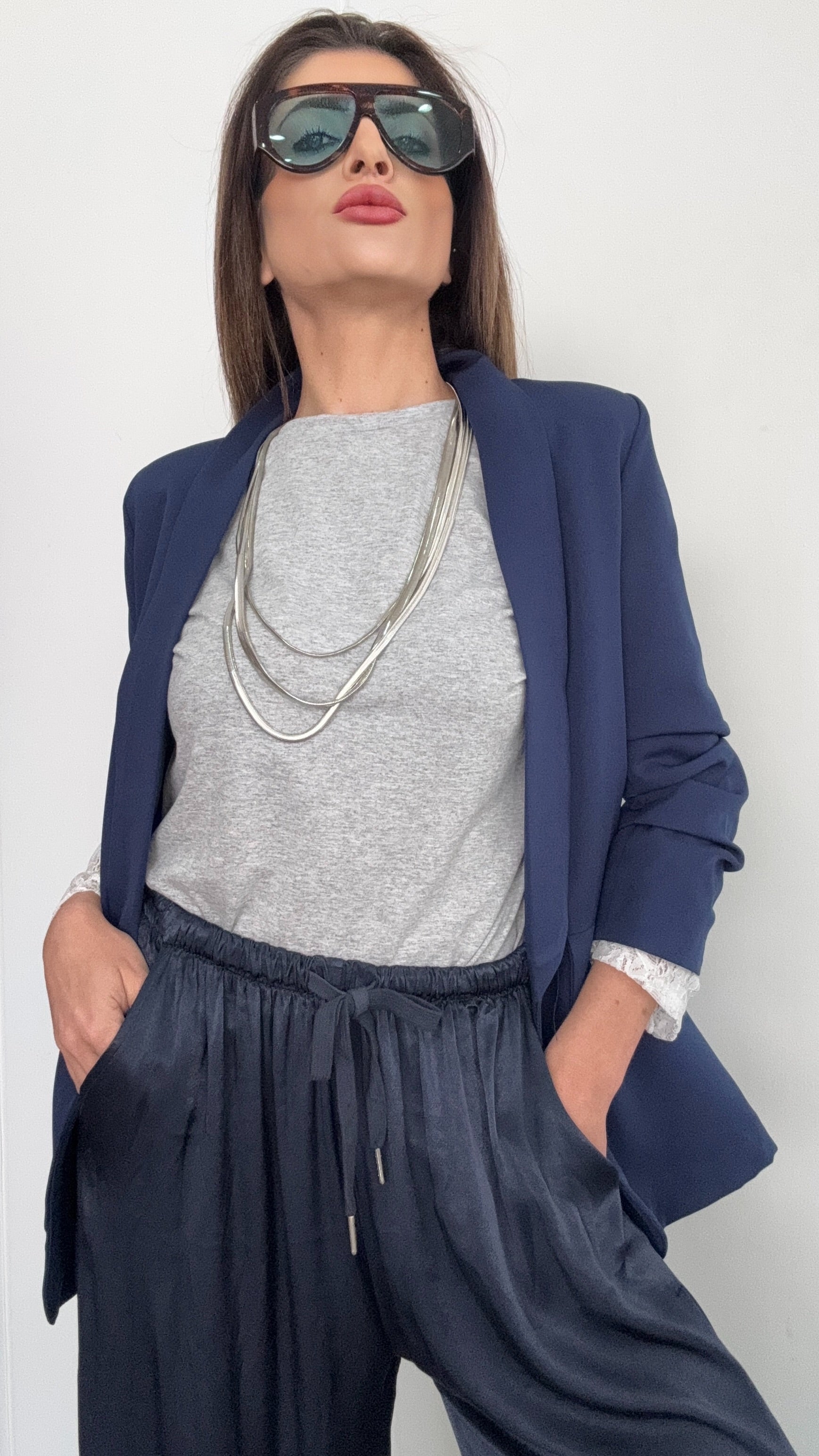 PANTALONE SATEN GRACE BLU