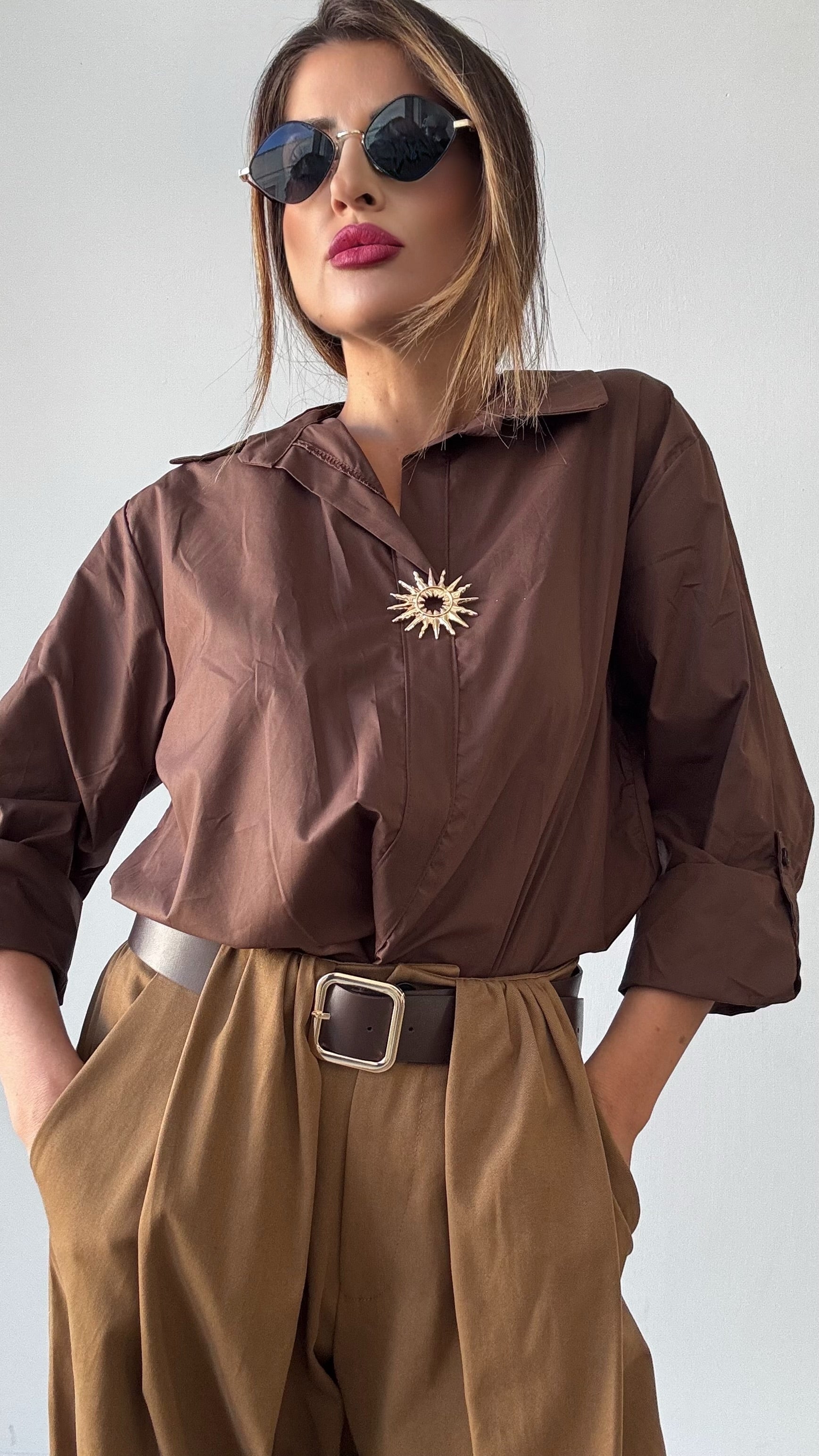 CAMICIA SOLE  MARRONE