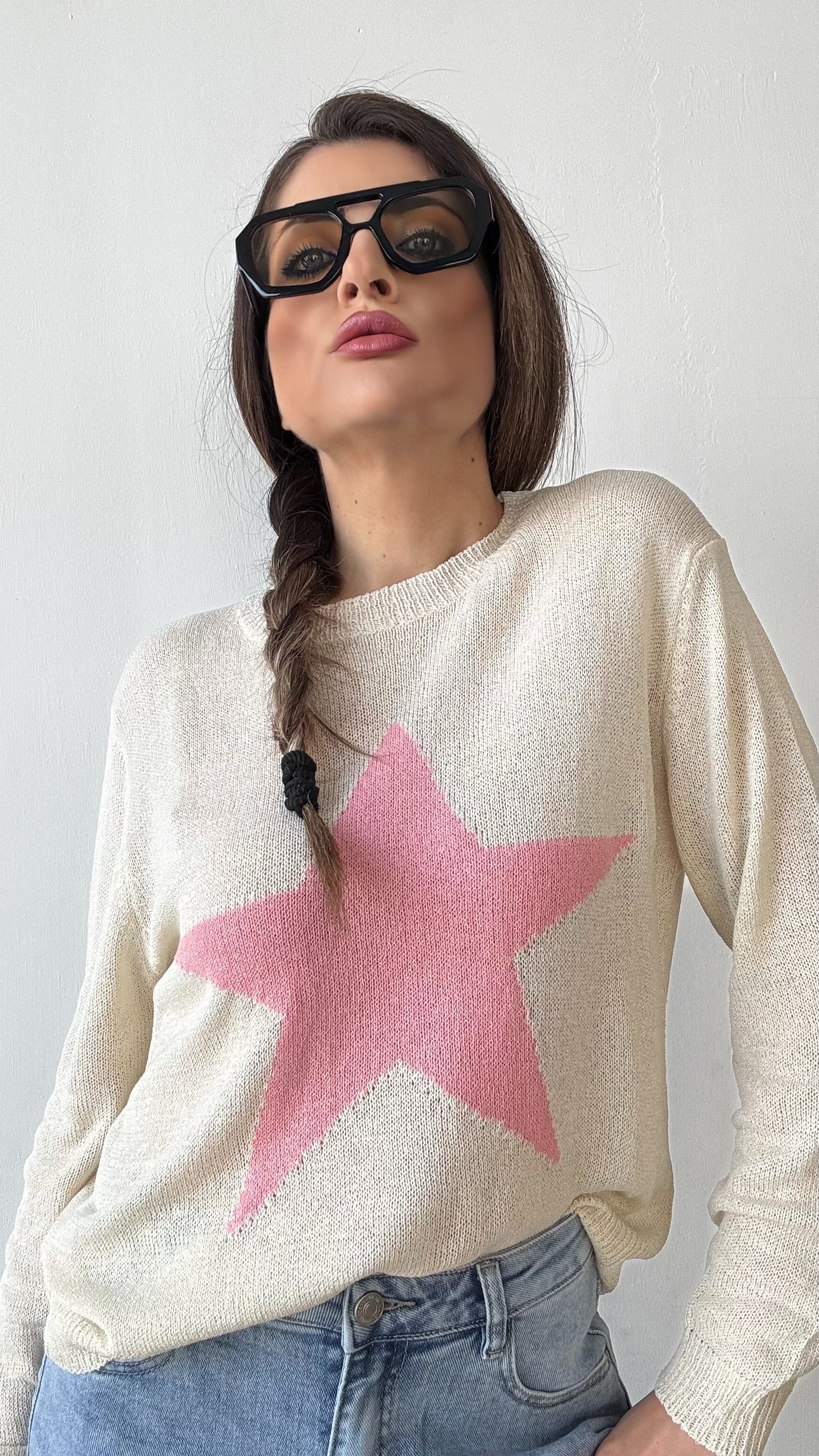 MAGLIONE  PULL STELLA BIANCO