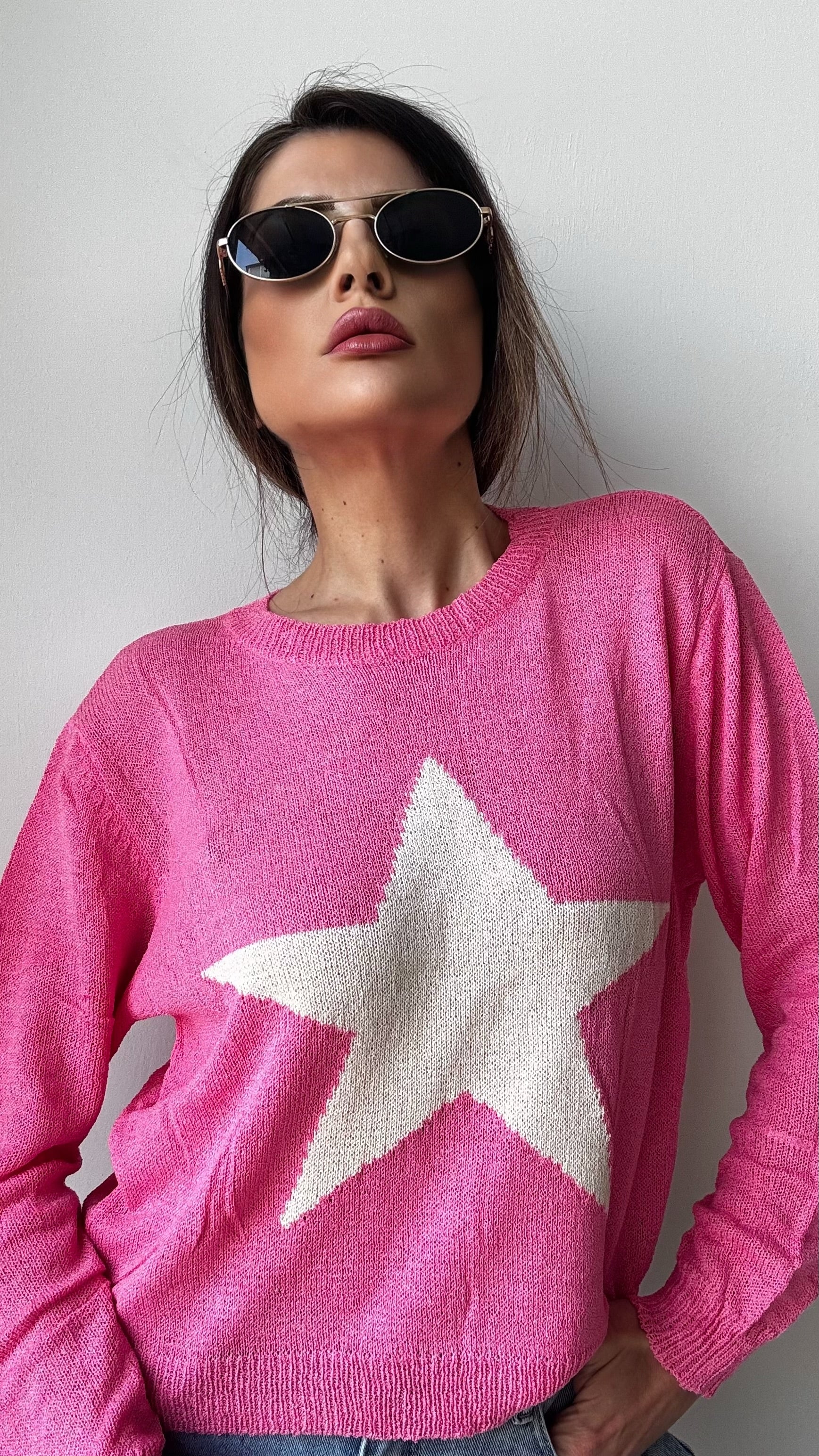 MAGLIONE  PULL STELLA FUXIA