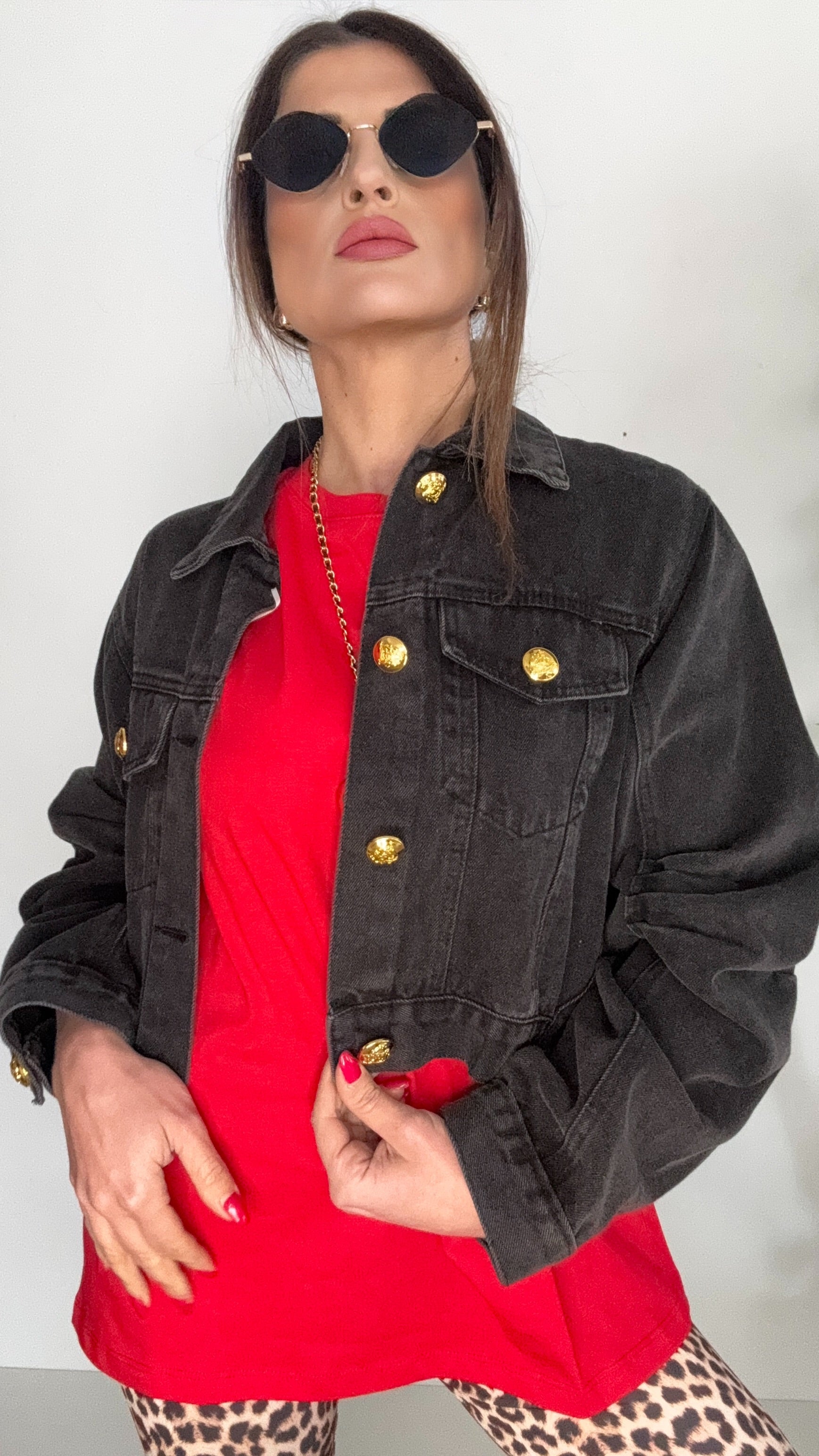 GIUBBOTTO GINNY NERO OVERSIZE IN JEANS