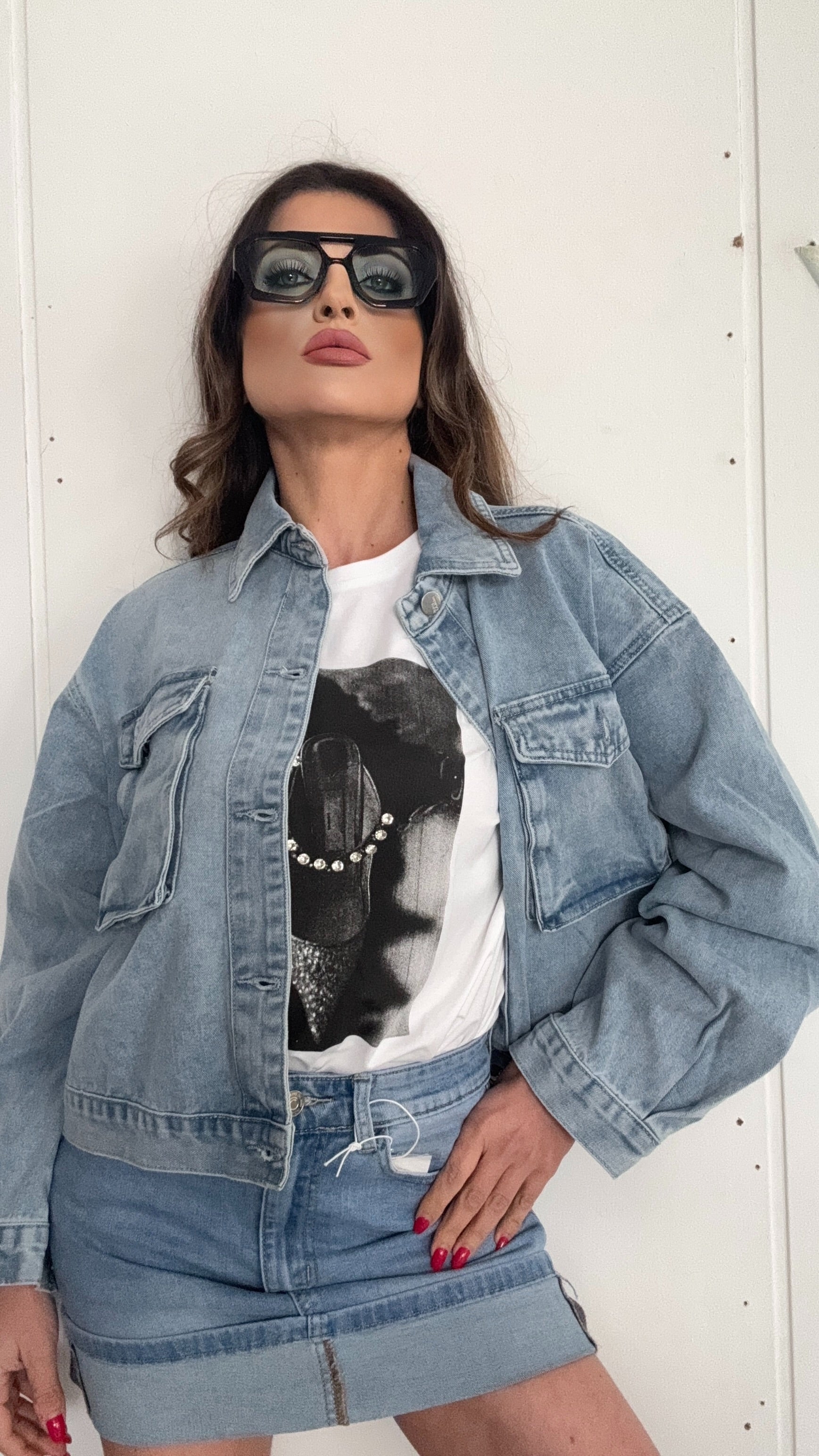 GONNA  CON PIEGA JEANS 902