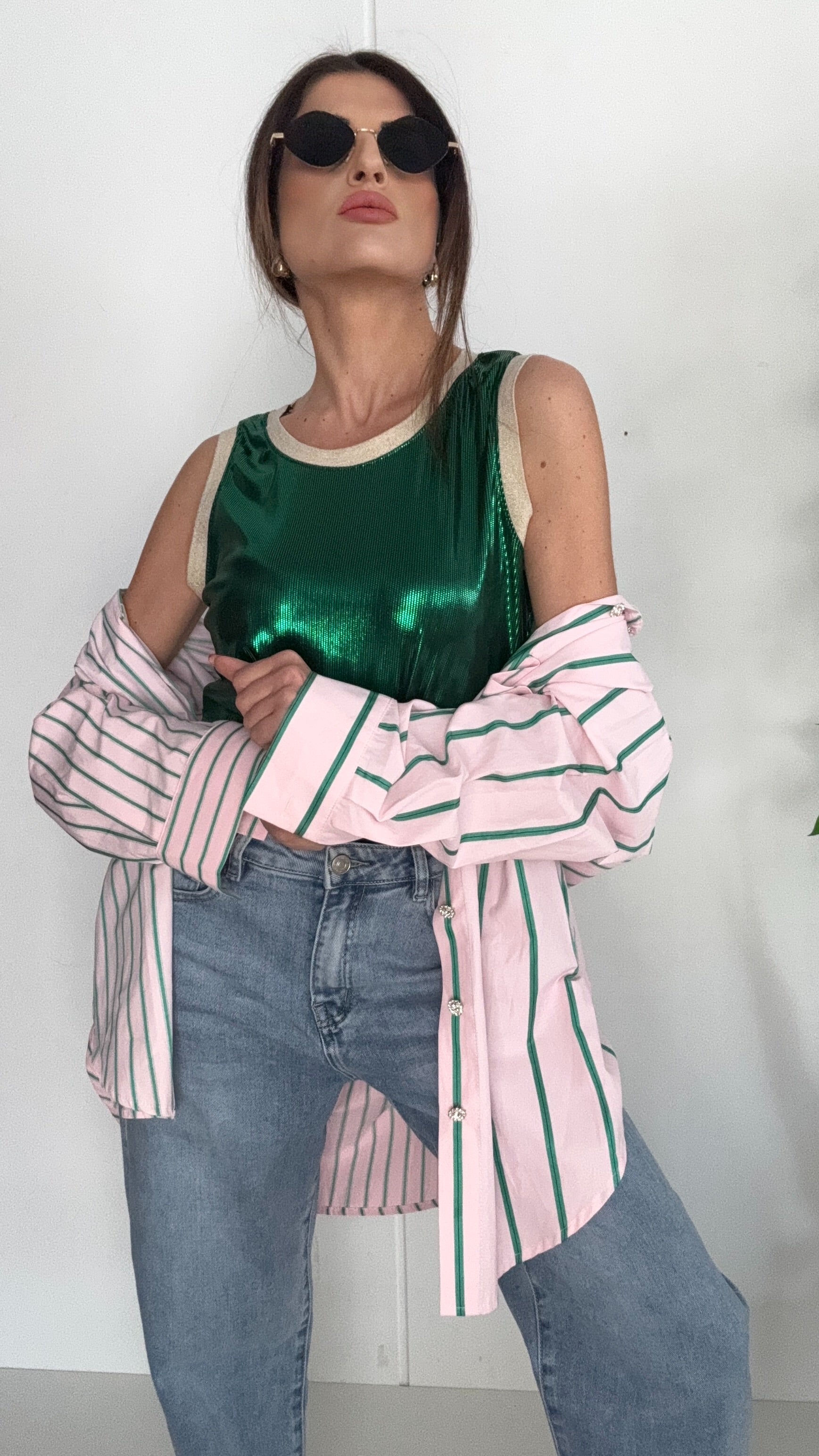 CAMICIA A RIGHE ROSA YANG