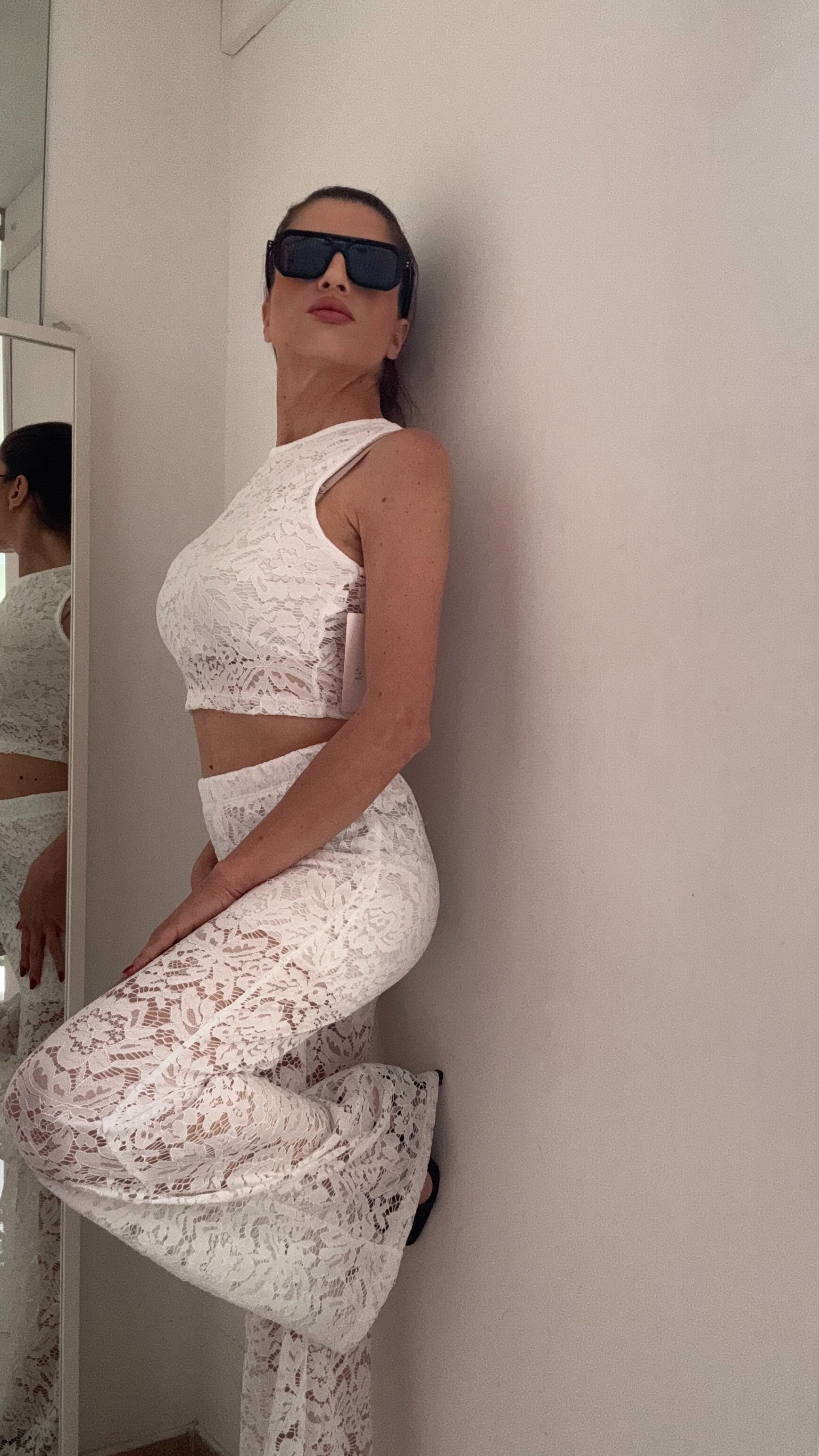 CORD SET CORDINATO IN PIZZO GIUSY BIANCO