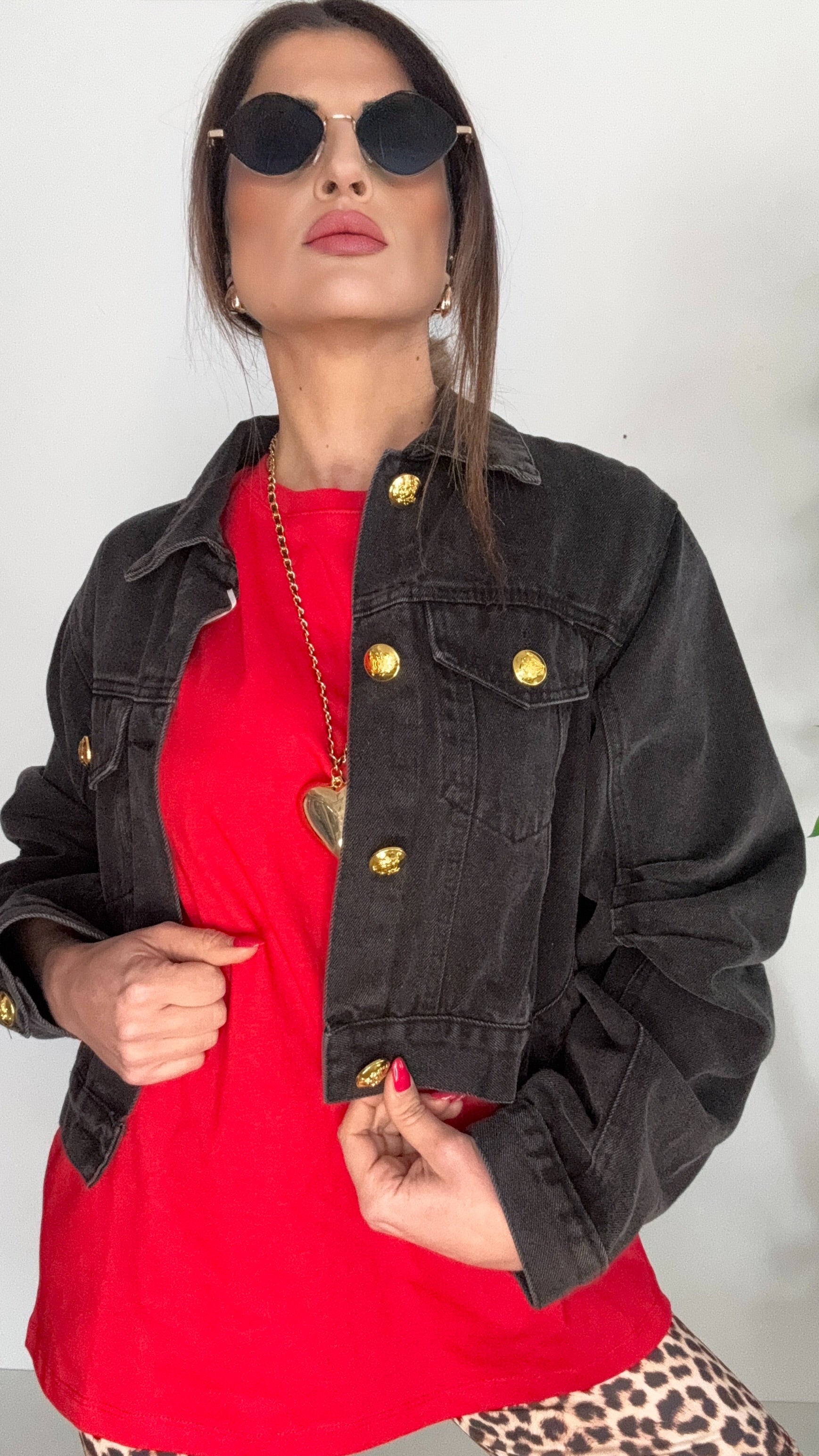 GIUBBOTTO GINNY NERO OVERSIZE IN JEANS